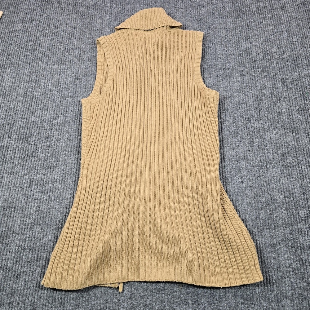 Lauren Ralph Lauren Sweater Vest Womens Medium Beige Cable Knit Belted Buckle - Picture 2 of 8